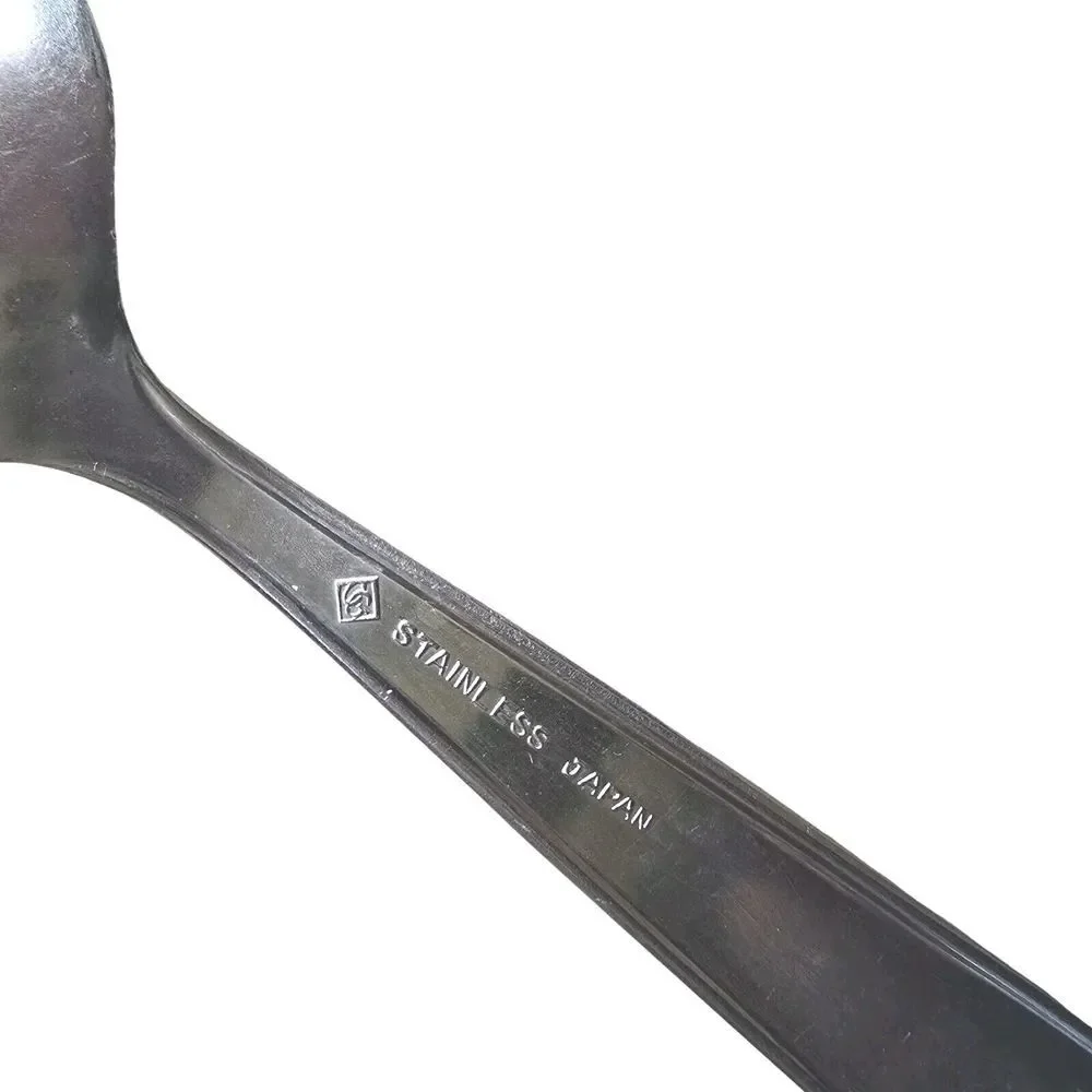 Vintage CG12 Stainless Steel Star Design Tablespoon By CG FLATWARE Japan Discon.